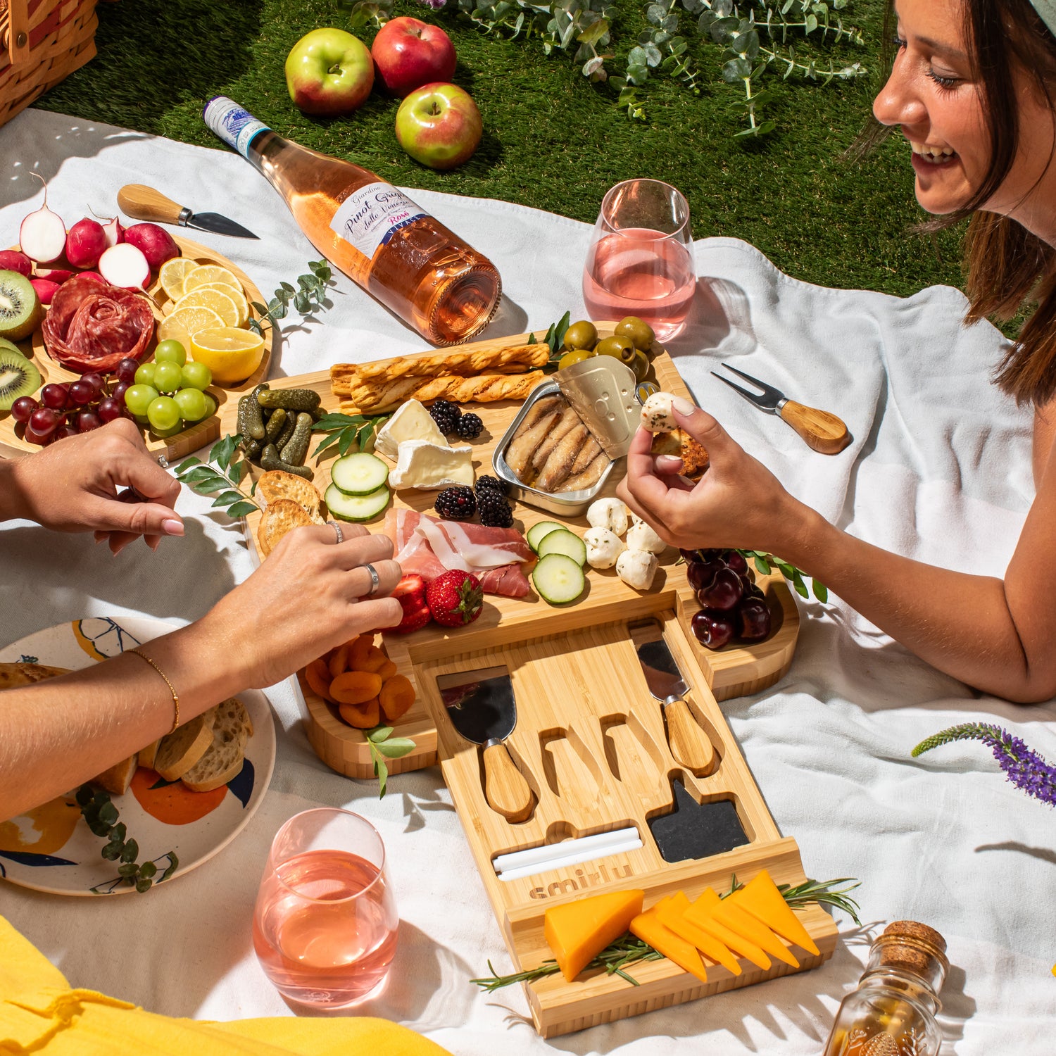 Bamboo Square Charcuterie Board Set