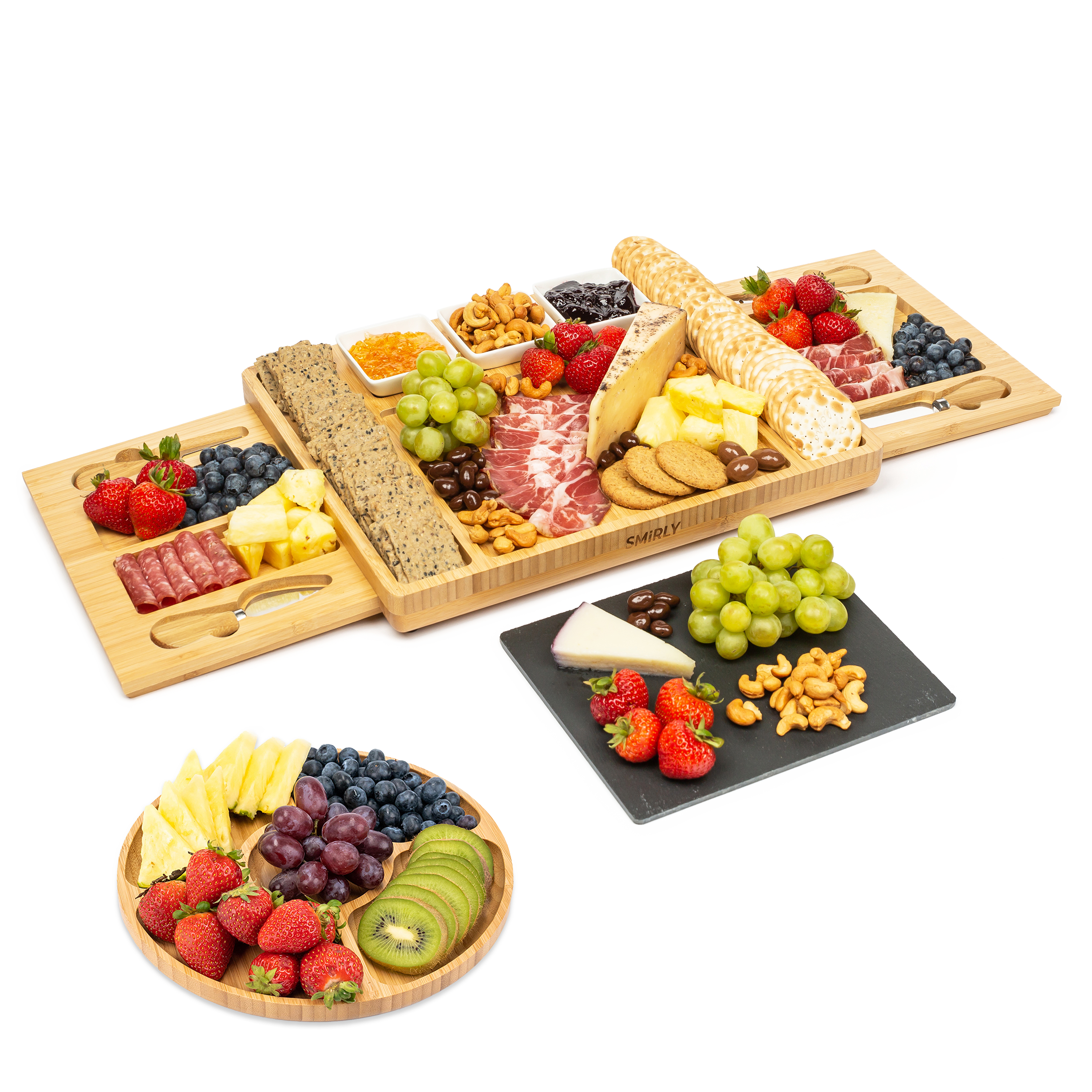 Bamboo 2-Drawer Charcuterie Board Set