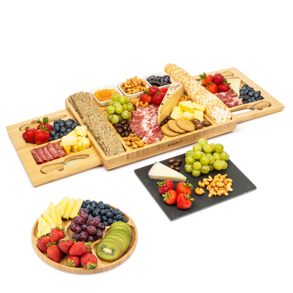 Bamboo 2-Drawer Charcuterie Board Set