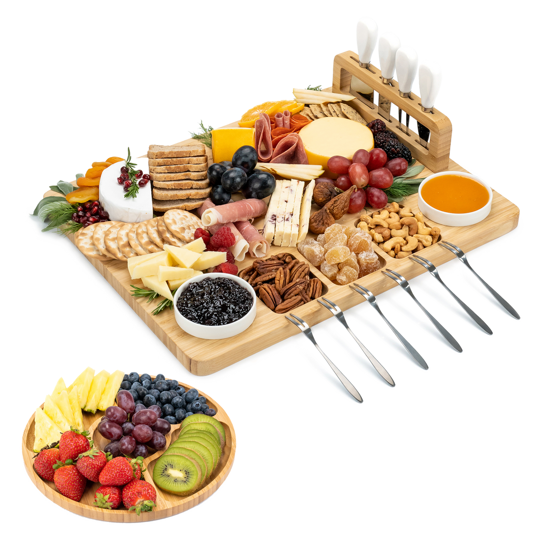 Bamboo Flat Charcuterie Board Set