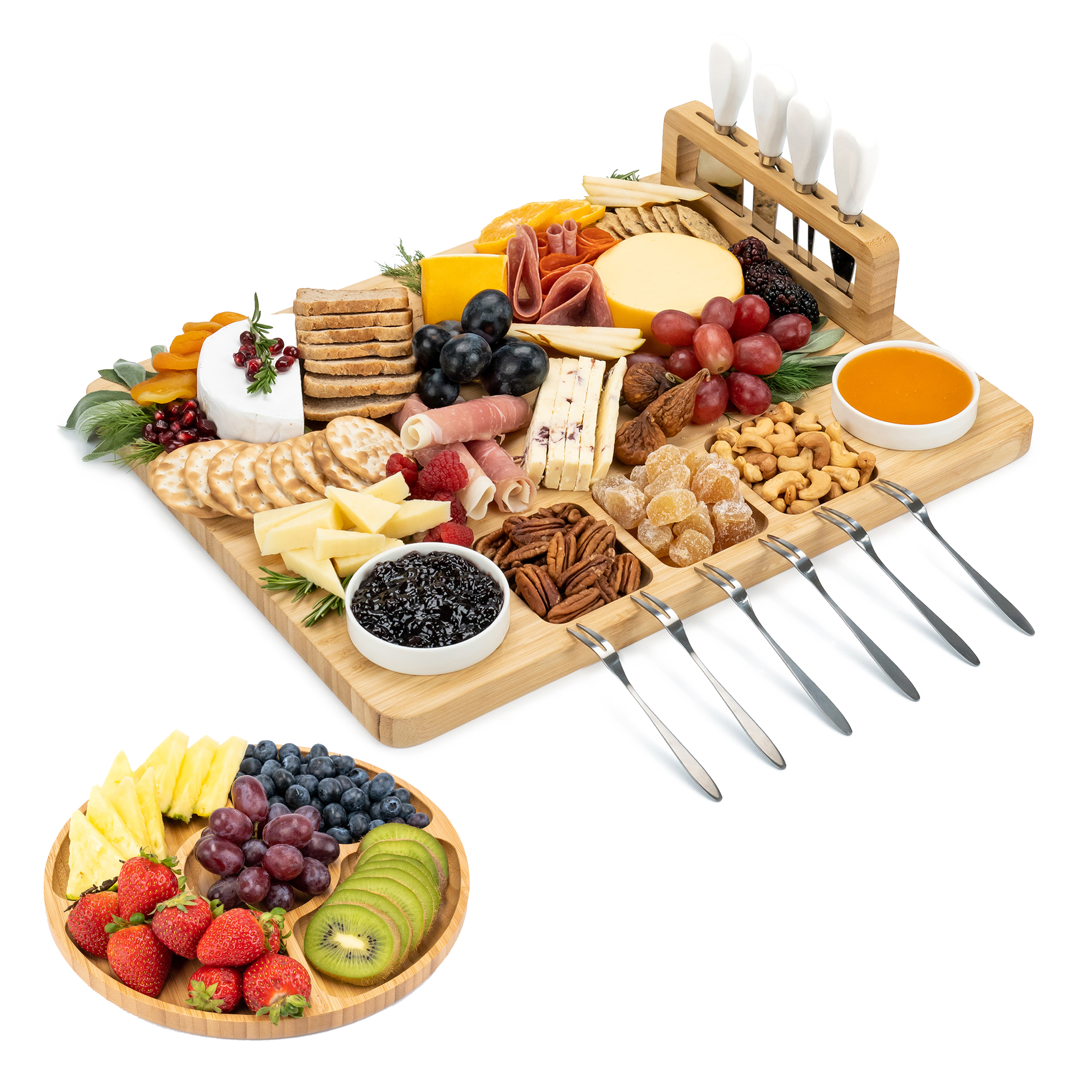 Bamboo Flat Charcuterie Board Set