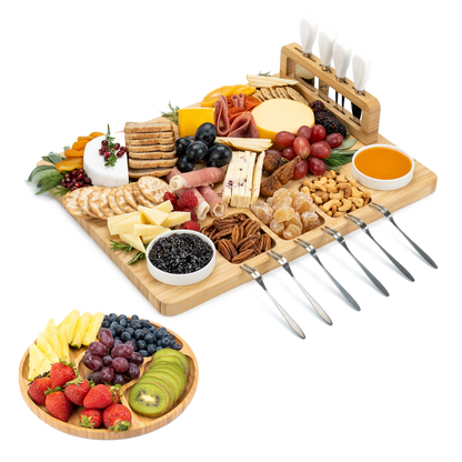 Bamboo Flat Charcuterie Board Set