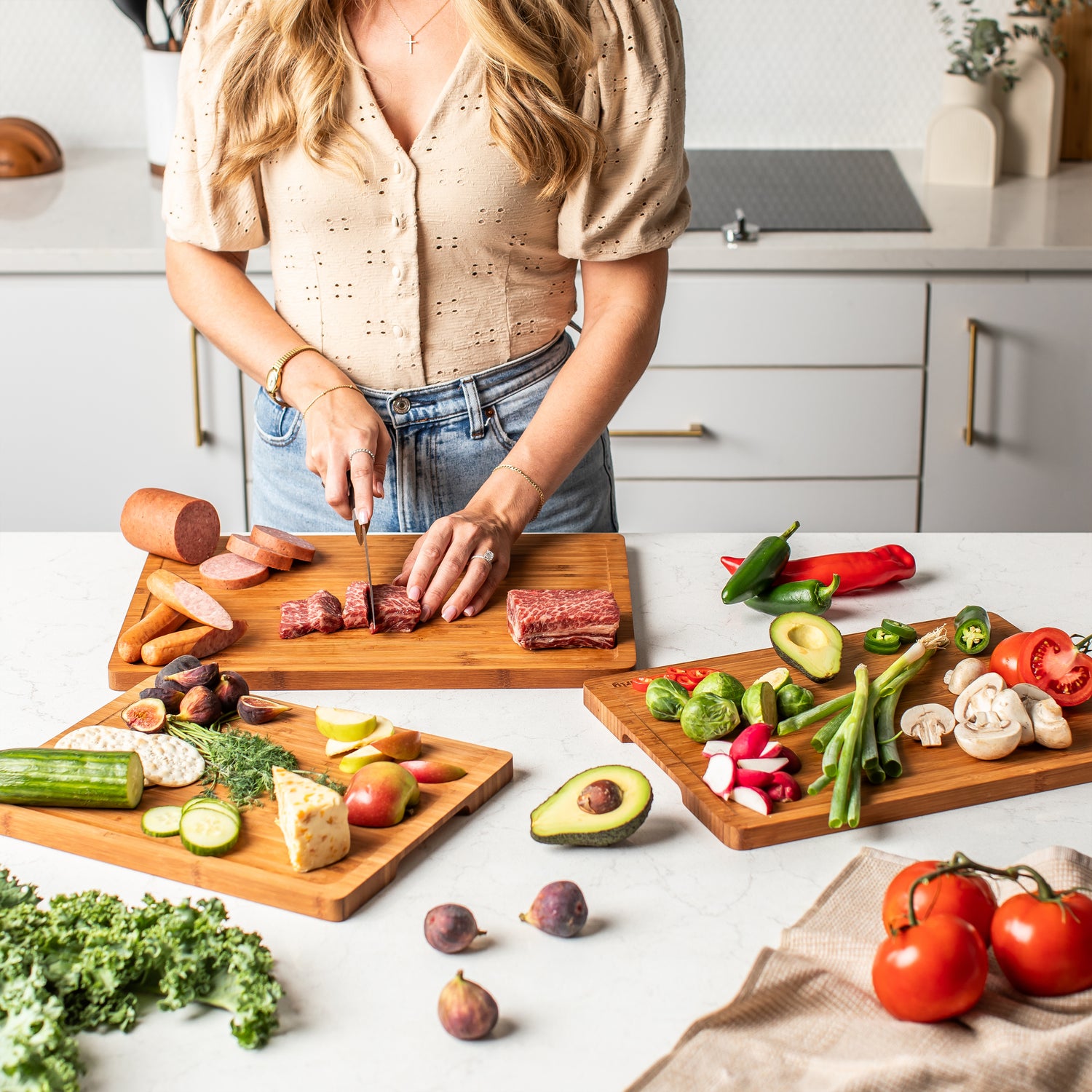 Brown Bamboo Cutting Board Set