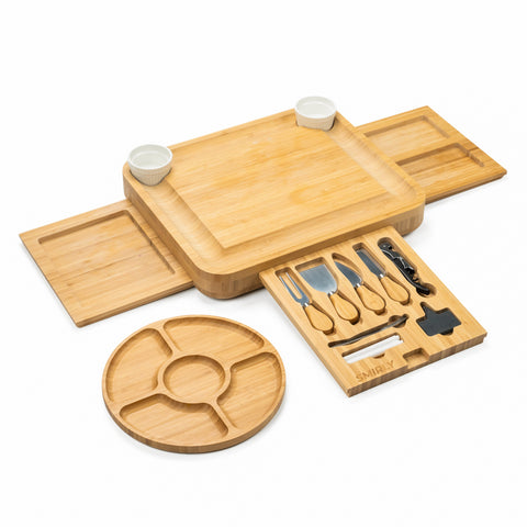 Smirly Acacia Wood Magnetic Cutting Board with Trays