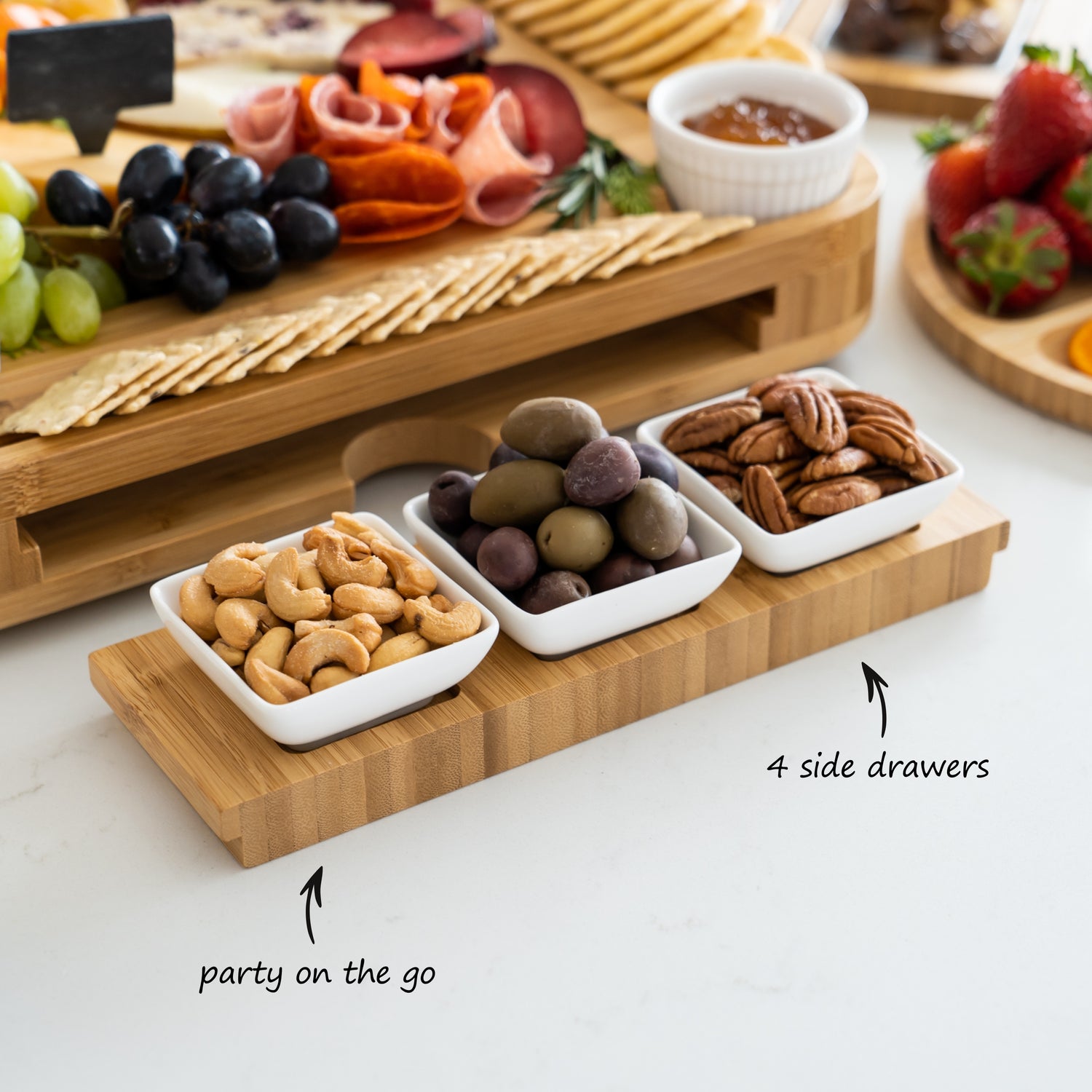 Bamboo 4 Drawer Charcuterie Board Set