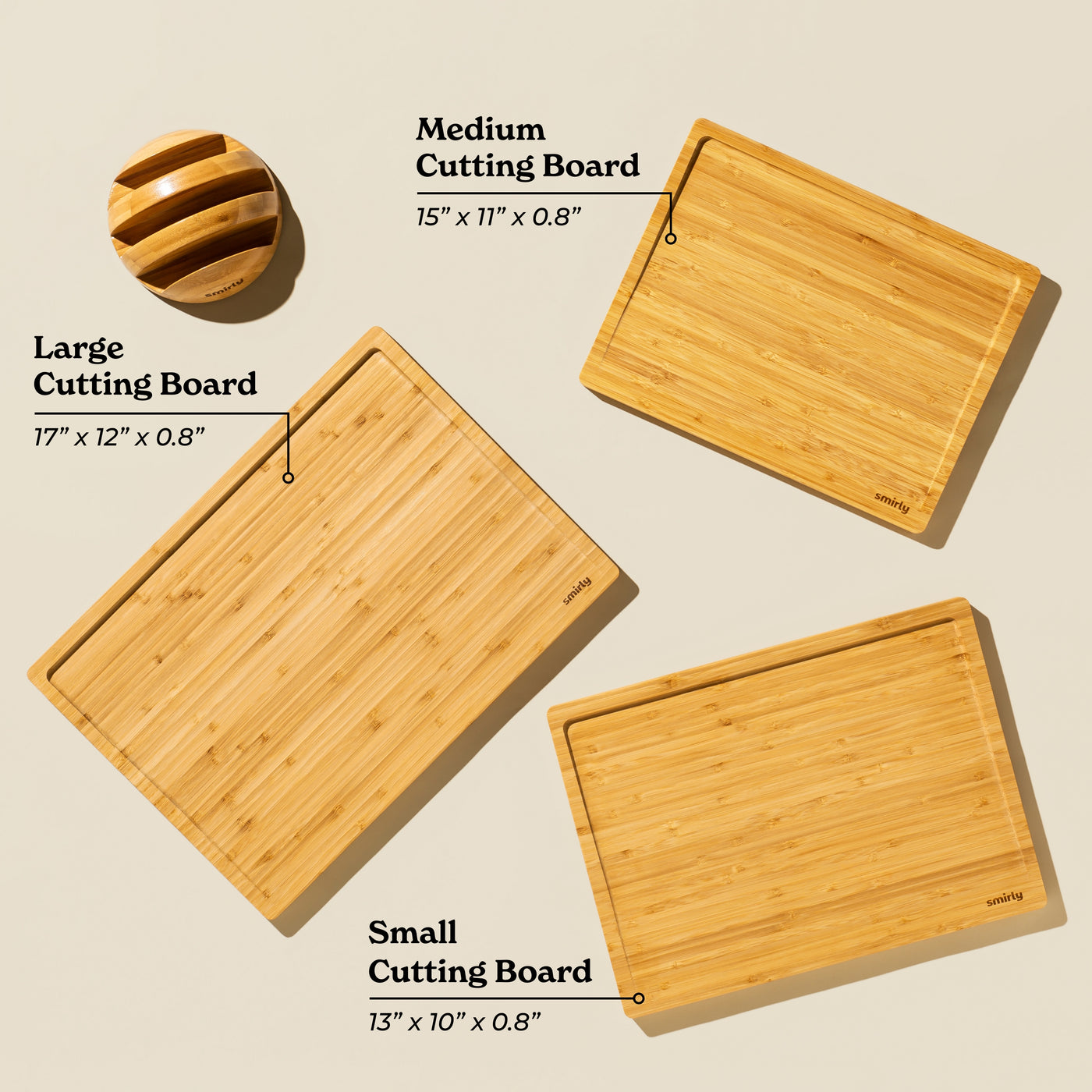 SMIRLY Acacia Wood Cutting Board Set Wooden Cutting Boards 